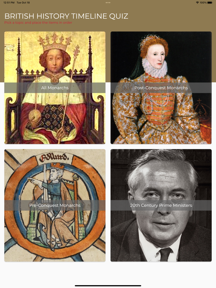 British History Timeline Quiz