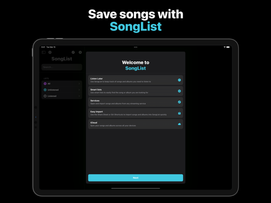 SongList: Save Music for Later iPad app afbeelding 1