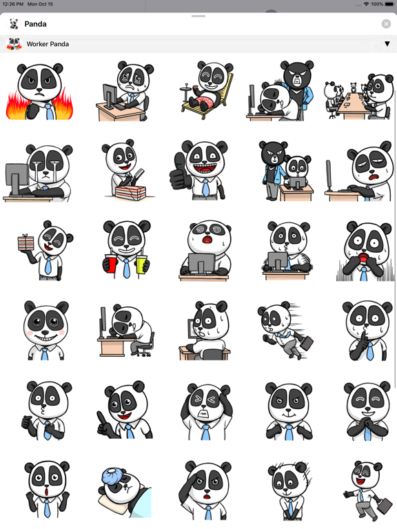 Kawaii Panda Stickers Pack iPad screenshot 3 - Stickers app