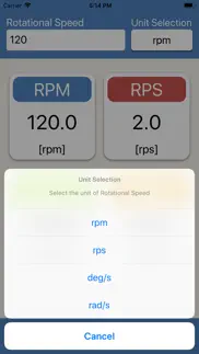 rotational speed converter iphone screenshot 3