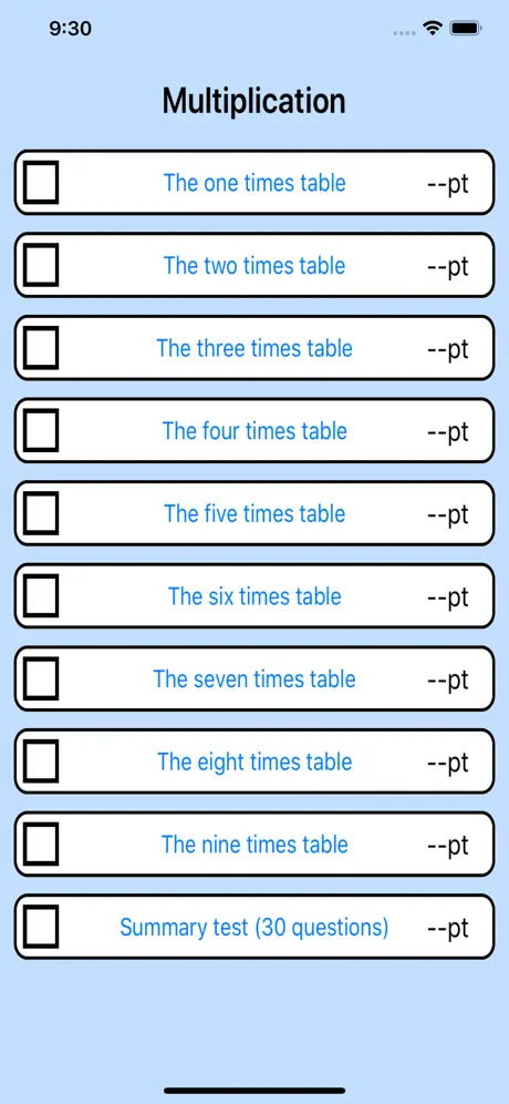 Math -The multiplication table