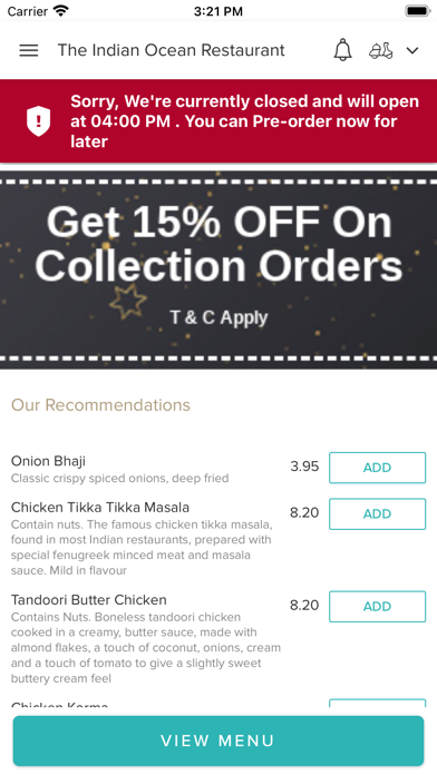 The Indian Ocean Restaurant. Screenshot