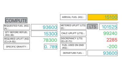 ATL Jet Fuel Calculation Screenshot