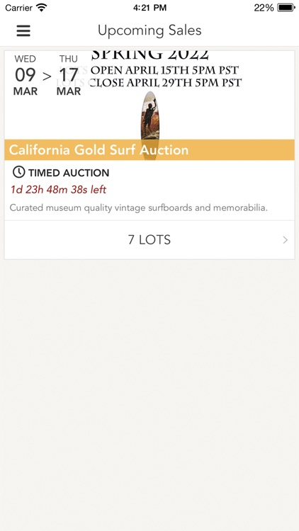 California Gold Surf Auction