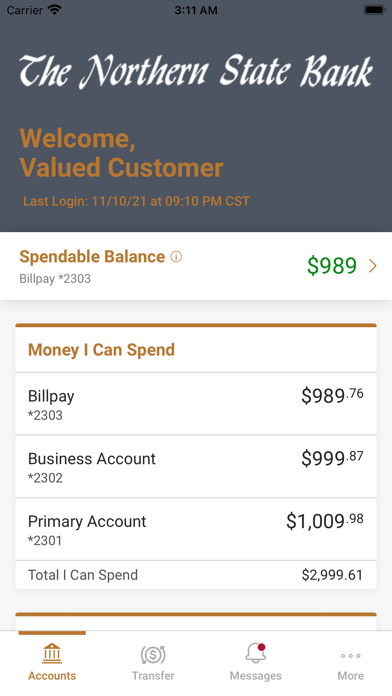 The Northern State Bank Screenshot