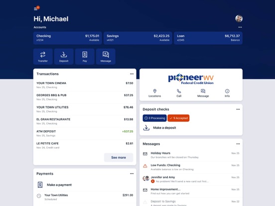 Pioneer Appalachia FCU iPad screenshot 2 - Finance app