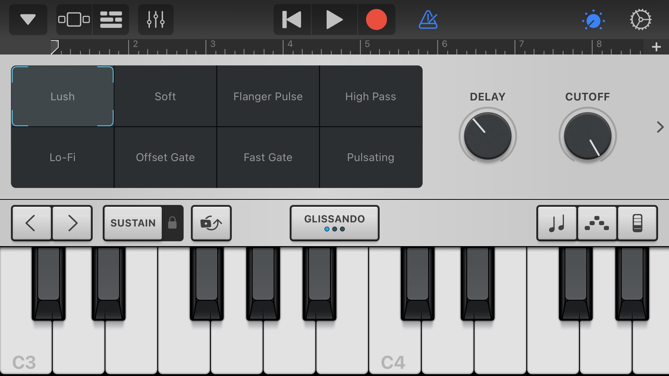 Screenshot do app GarageBand