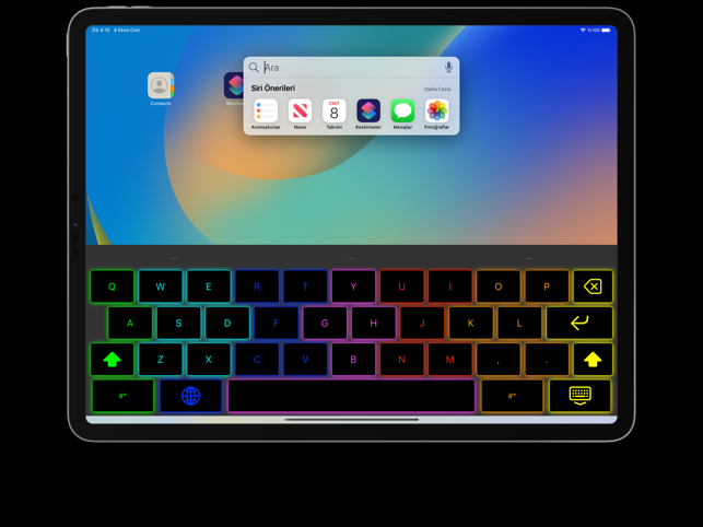 Captură de ecran cu tastatură RGB