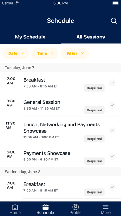 Visa Events Screenshot
