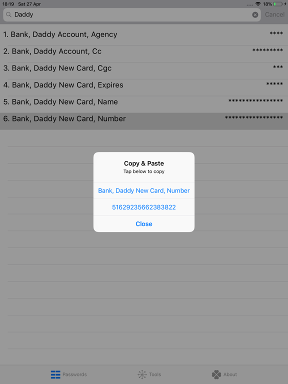 Screenshot #2 for *Passwords* Select & Paste