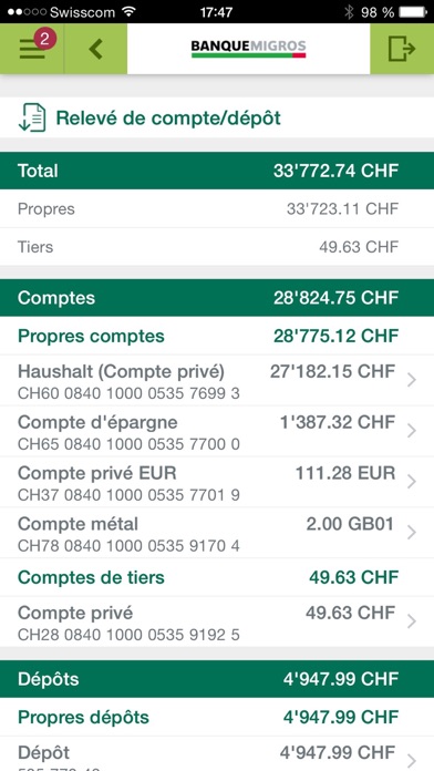 Screenshot #2 pour Banque Migros E-banking phone