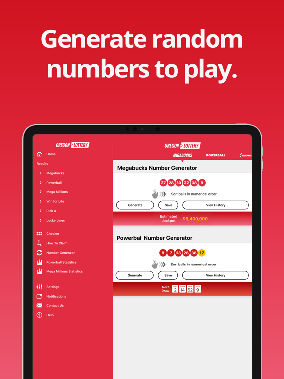 Oregon Lottery Numbers iPad screenshot 4 - Reference app