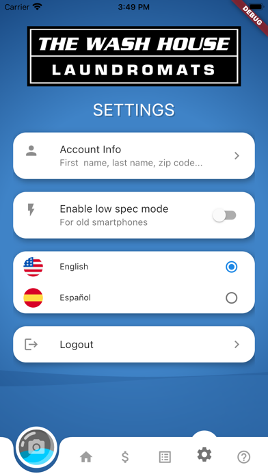 The Wash House App Screenshot