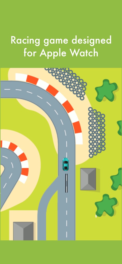 Touch Round - Watch game - The app delivers a dedicated racing experience, featuring detailed track environments and responsive car movement, specially optimized for Apple Watch displays.