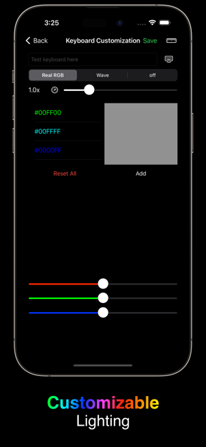 Zrzut ekranu klawiatury RGB
