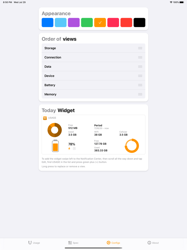 ‎Usage Widgets Screenshot