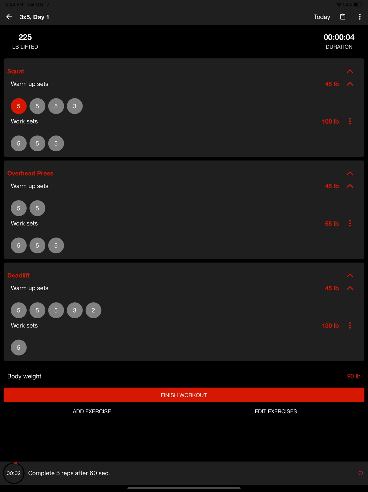 Startling Strength 3x5 Gym Log ipad screenshot 3