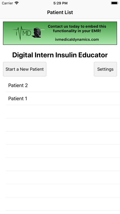 Digital Intern Insulin Ed app screenshot