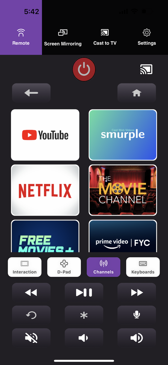 Roku Remote and Cast