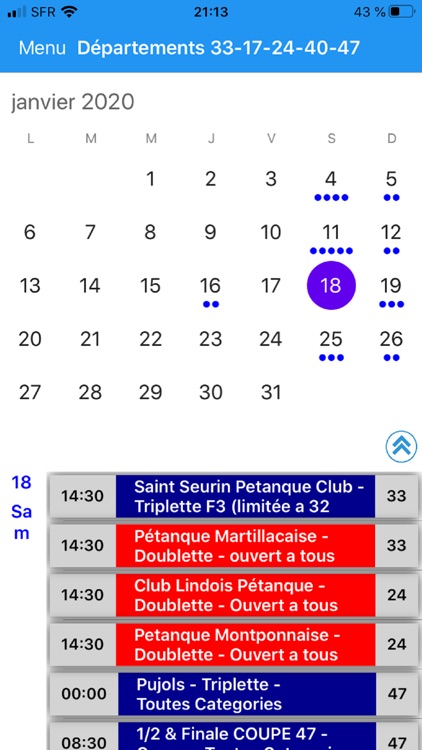 Pétanque Calendriers Concours