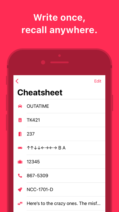 Cheatsheet — Quick Note Widget Screenshot