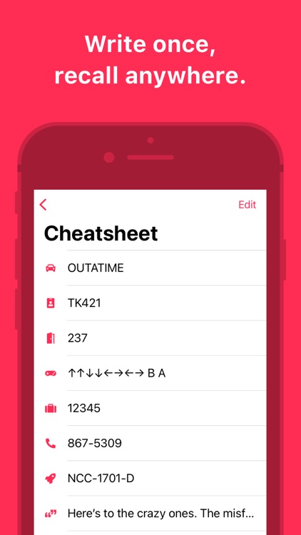 Cheatsheet — Quick Note Widget