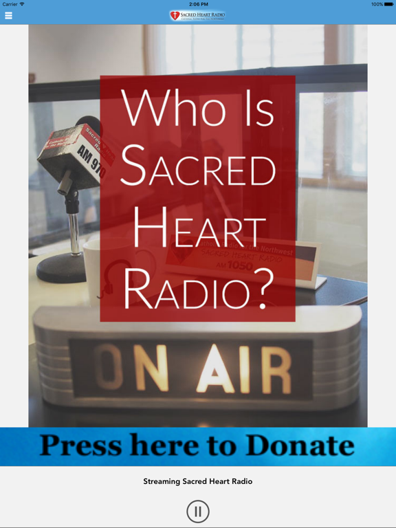 Sacred Heart Radio iPad screenshot 1 - Music app