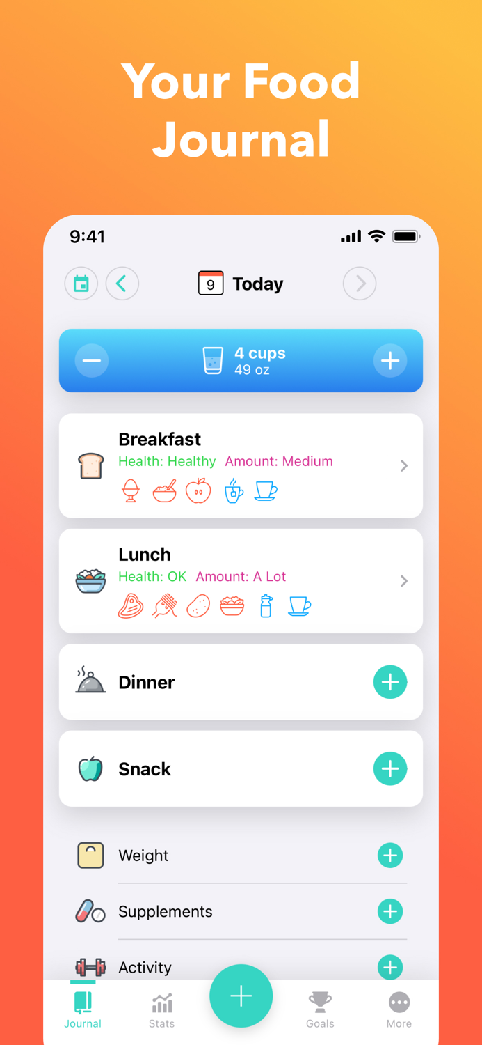 Nutrilio Food Tracker and Water