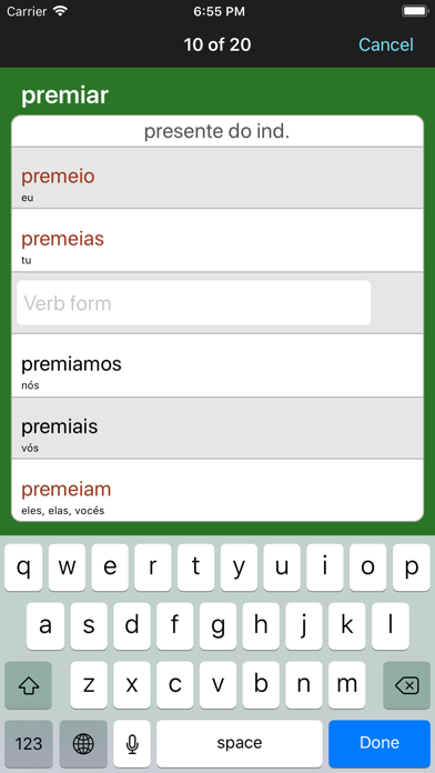 Portuguese Verbs & Conjugation Screenshot