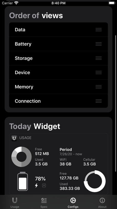 Usage Widgets Screenshot
