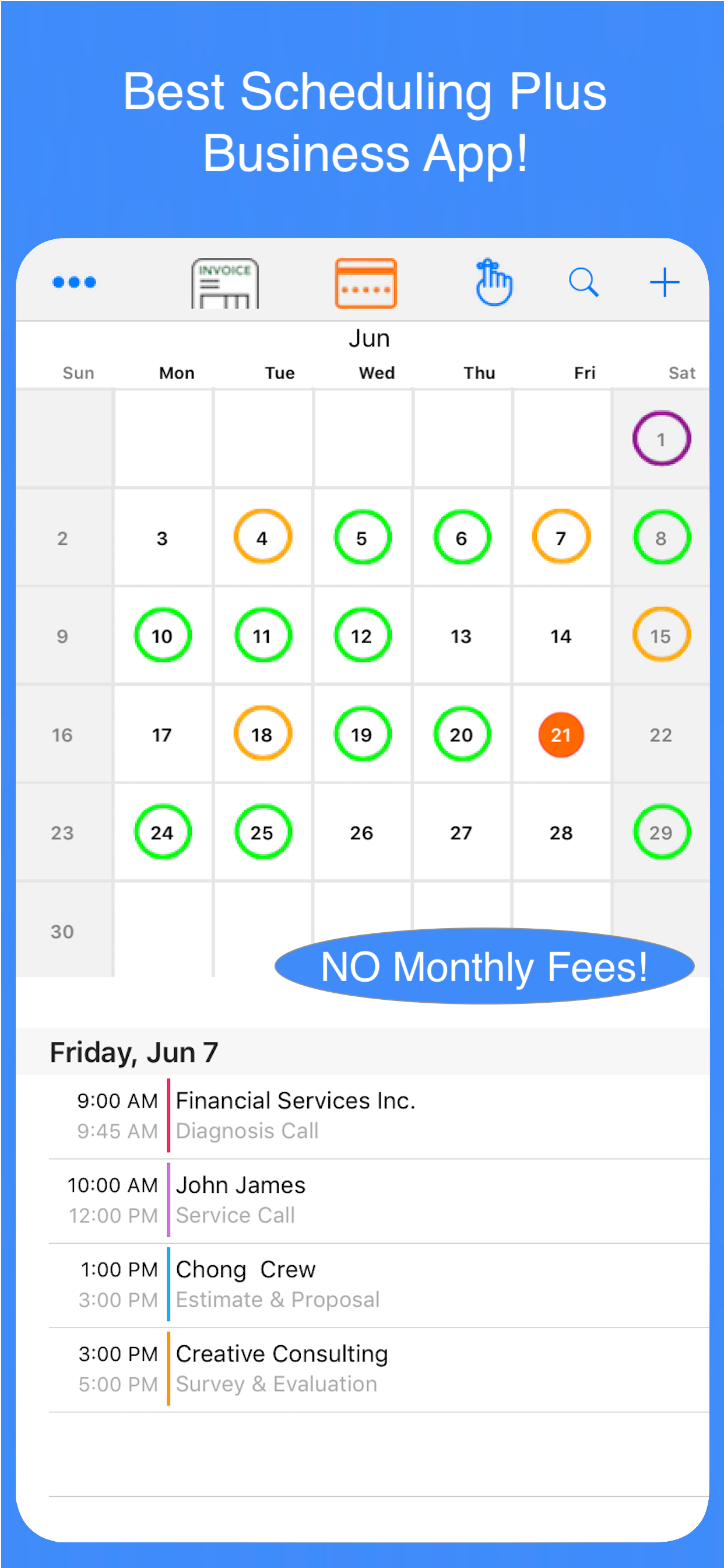 Scheduler Calendar & Invoicing