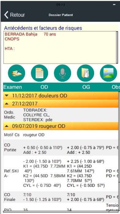GestiCab Ophtalmologie Screenshot