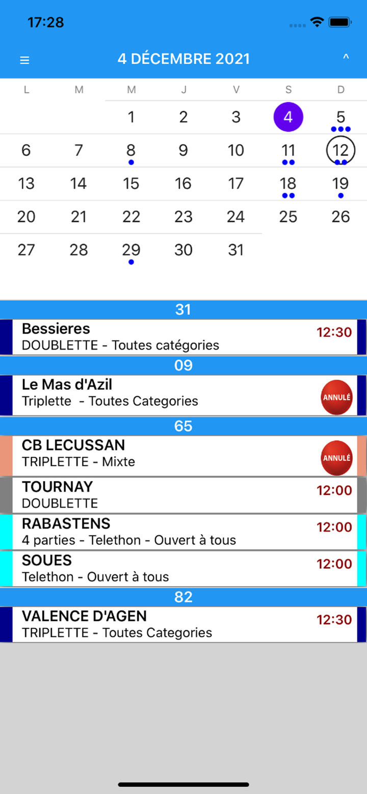 Pétanque Calendriers Concours screenshot 1