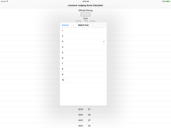 Livestock Judging Score Calc iPad screenshot 3 - Utilities app
