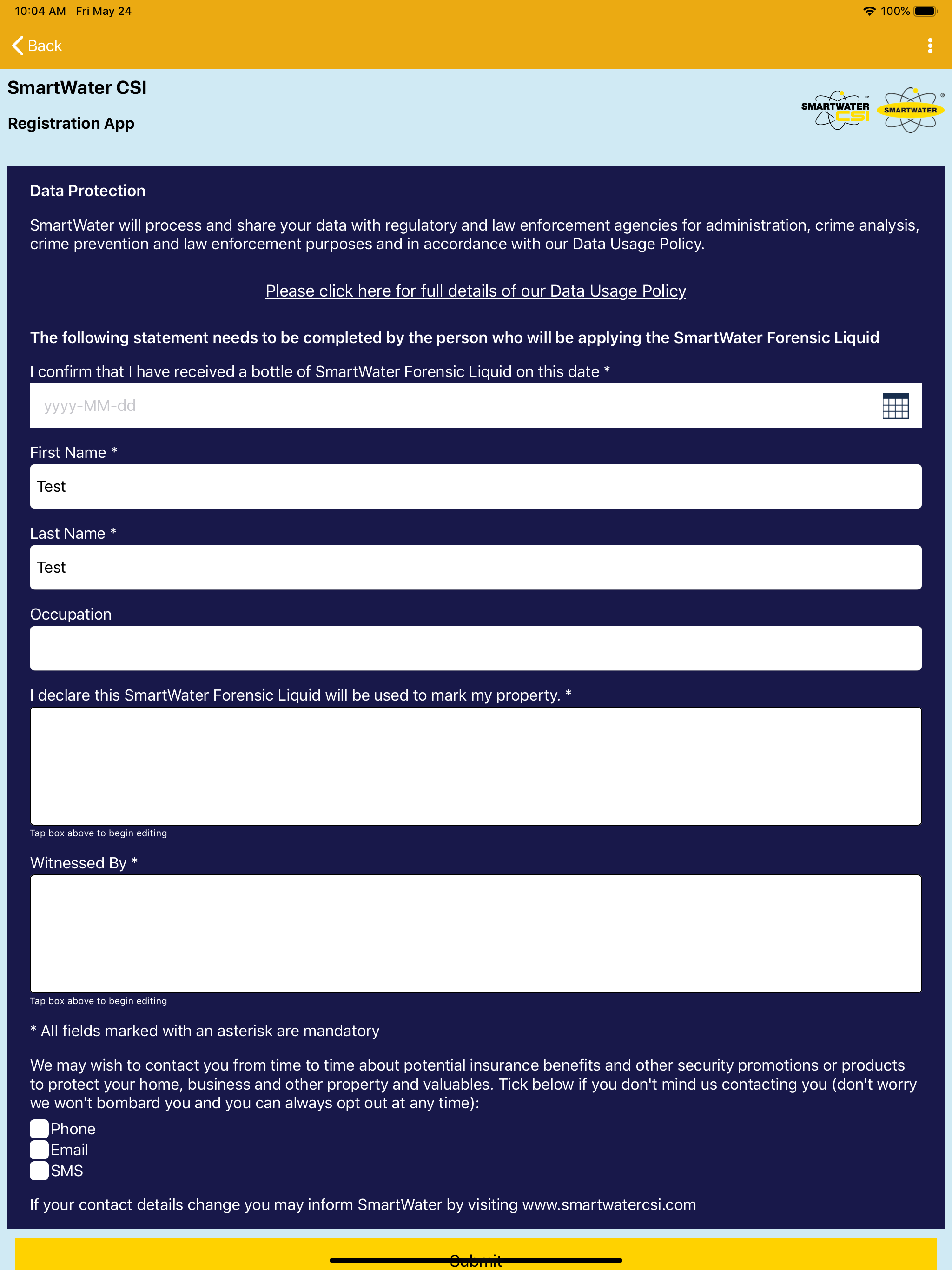 SmartWater Registration screenshot 7