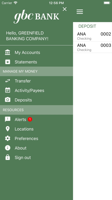 Greenfield Banking Company Screenshot