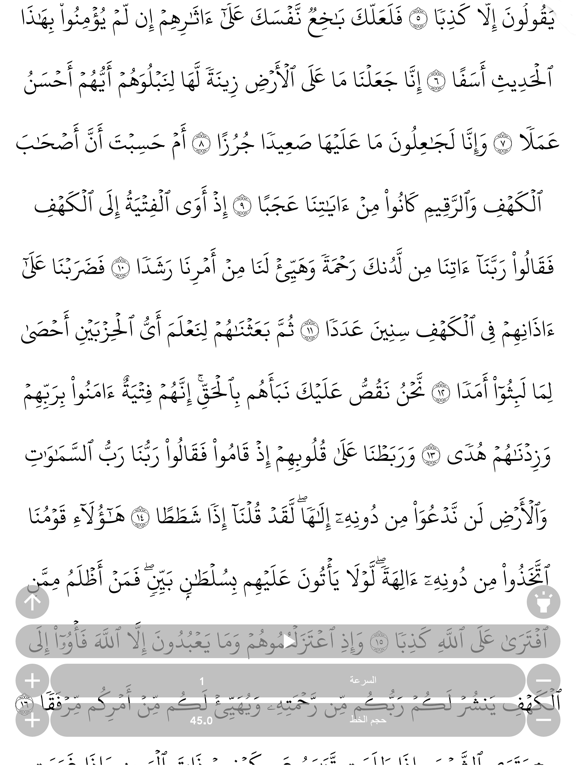 سورة الكهف مع التحريك التلقائي iPad screenshot 3 - Book app