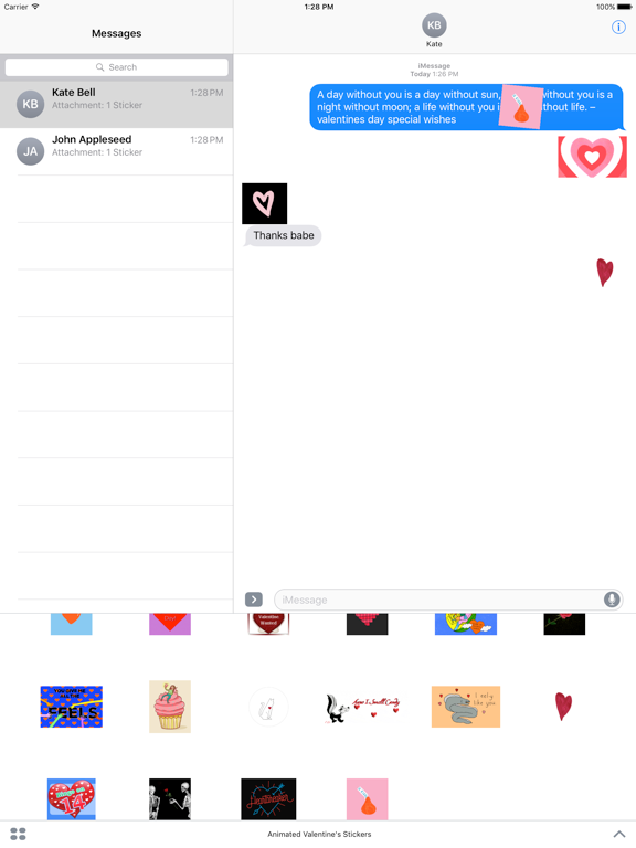 Animated Valentine's Stickers iPad screenshot