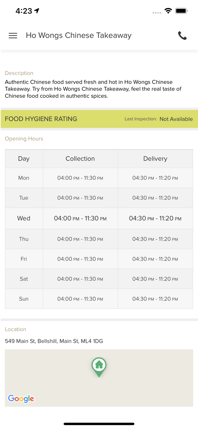 Ho Wongs Chinese Takeaway.