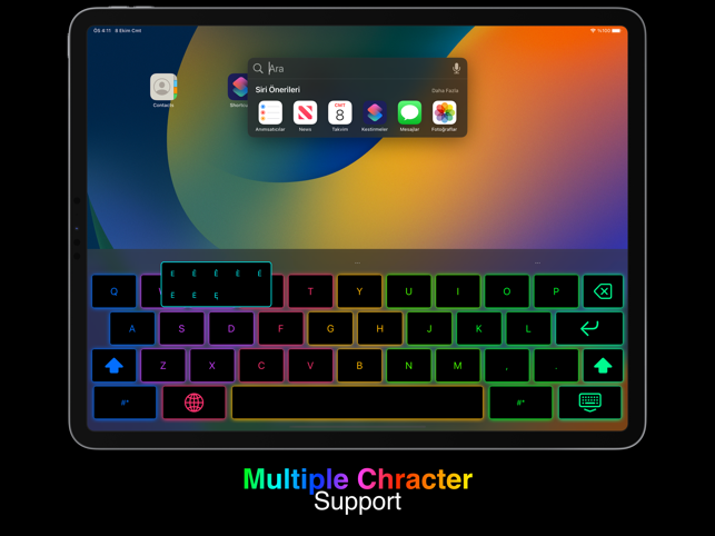 Skærmbillede af RGB-tastatur