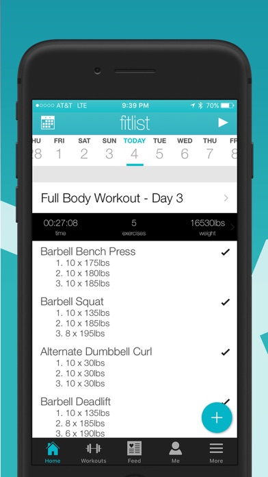 Screenshot #1 pour Fitlist Workout Log & Planner