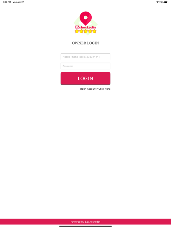 EZCheckedIn iPad screenshot 1 - Business app