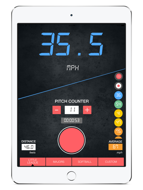 Baseball Pitch Speed Radar Gun iPad screenshot 4 - Entertainment app