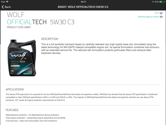 Wolf Lubricants Finder iPad screenshot