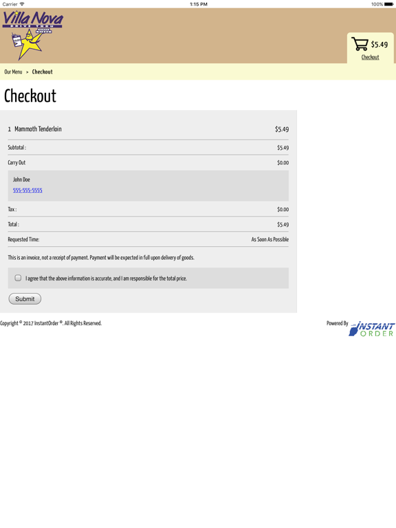 Villa Nova Drive Thru iPad screenshot 5 - Food & Drink app
