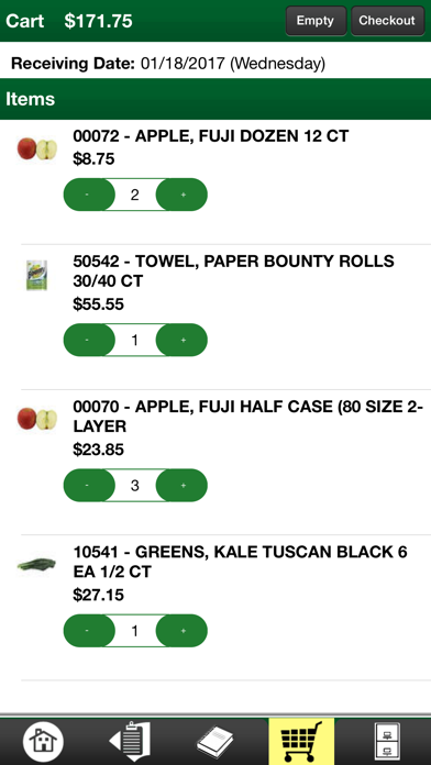 Ford’s Produce Ordering Screenshot