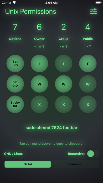 Unix Permissions Screenshot