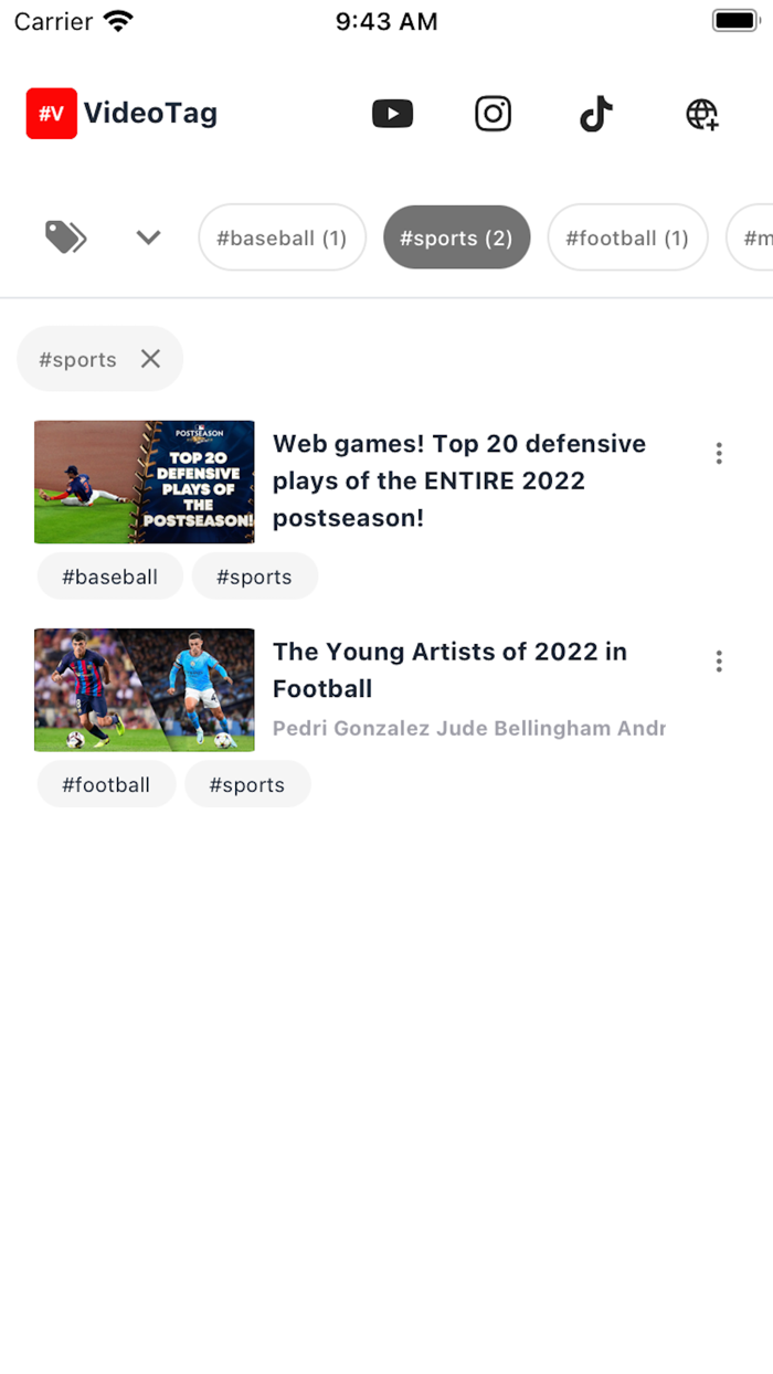 VideoTag Note with hashtags