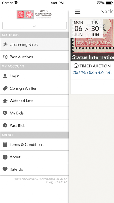 Status International Auction Screenshot