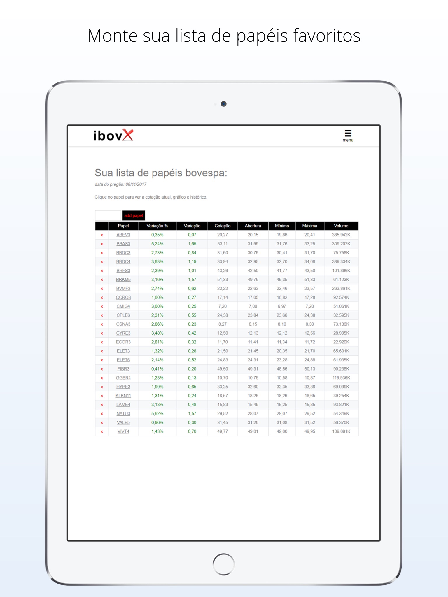 ibovX - Cotações, gráficos B3 screenshot 3